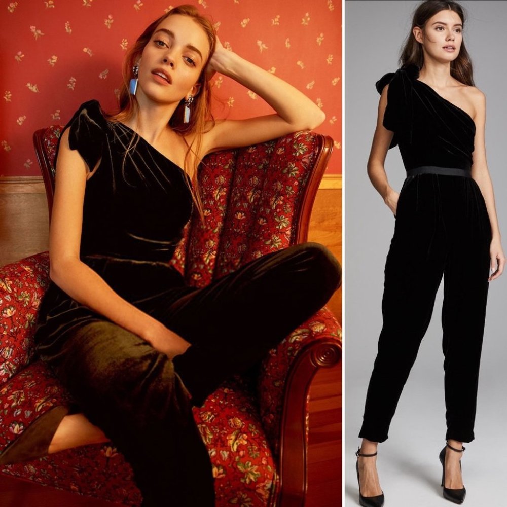 NWT Ulla Johnson Tess One Shoulder Velvet Jumpsuit